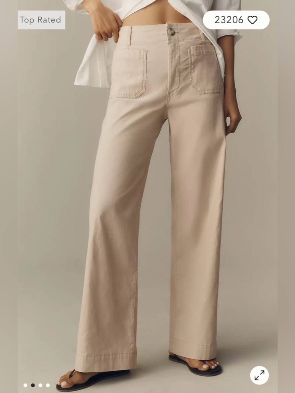 Maeve The Colette Magic Fabric Full Length Wide Leg Pants in Beige Size 27. NWT